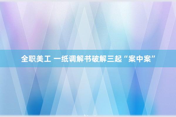 全职美工 一纸调解书破解三起“案中案”